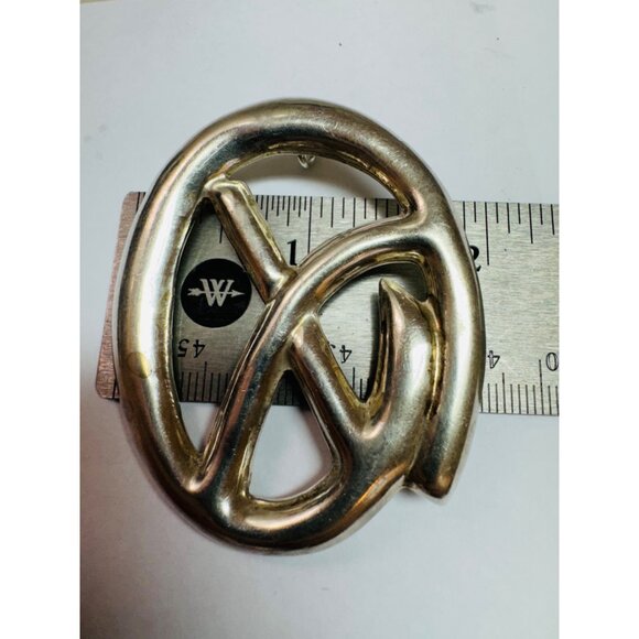 Vintage Estate 925 Sterling Silver Pendant Brooch-Pin, Unique O with X Design - Picture 8 of 10